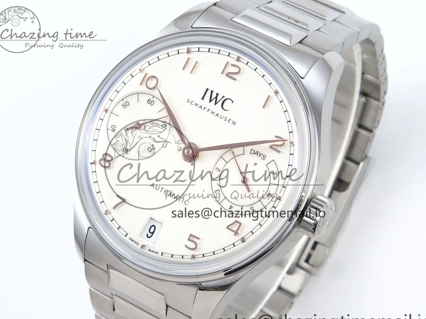 MIROTIME 0324 Portugieser Auto IWC0562A APSF 1:1 Best Edition White RG Dial on SS Bracelet A Unique 6991